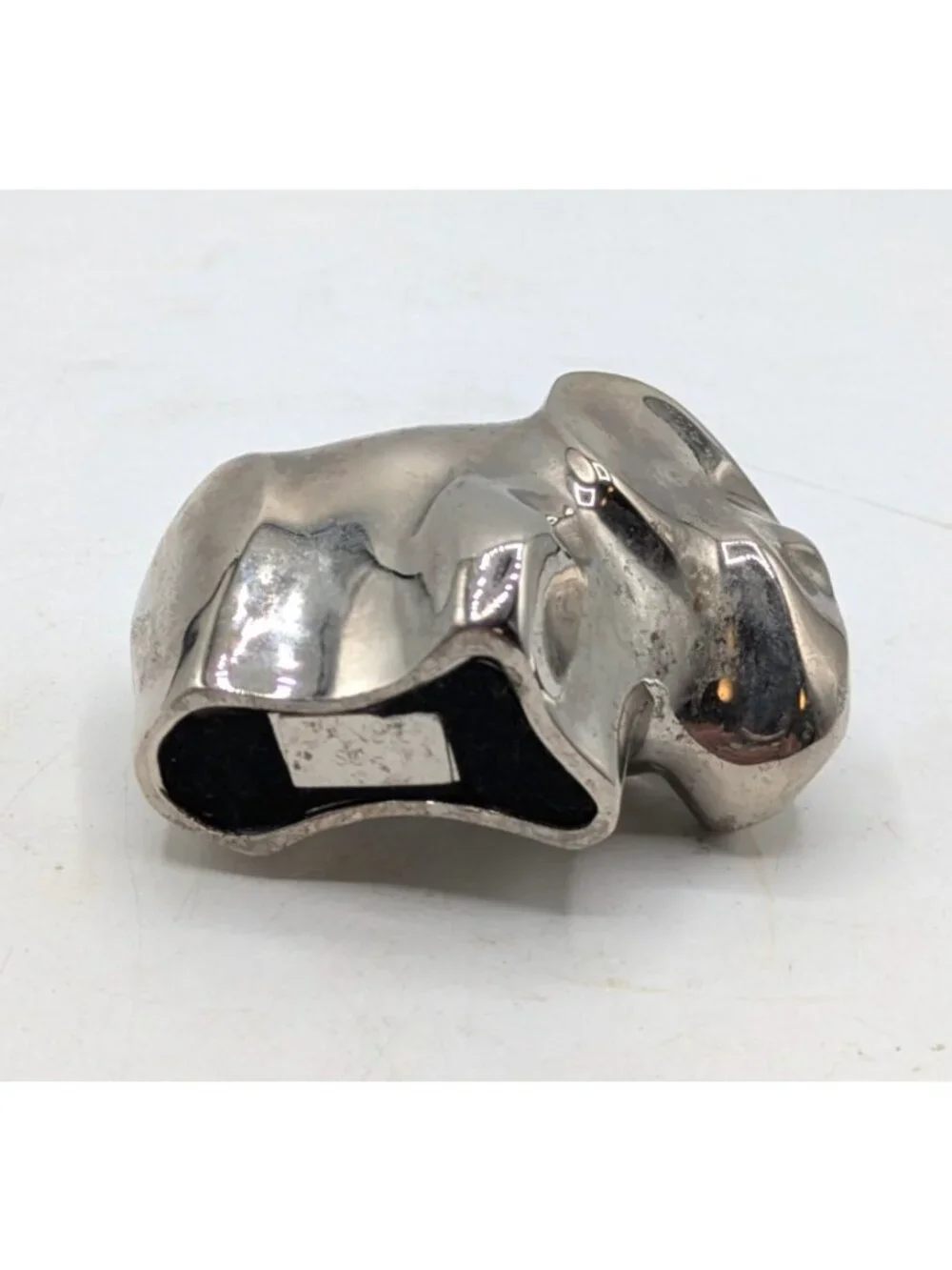 Dansk Mom and Baby Elephant Miniature Paperweights Figurines Chrome Silver
